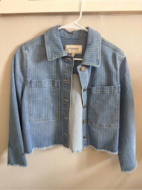 Liverpool Sunset Stripe Pinstripe Cropped Denim Jacket